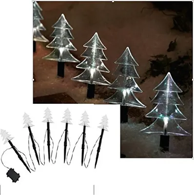 A collage showing LED Christmas tree lights in a snowy outdoor setting and a separate group of the lights on a white background.