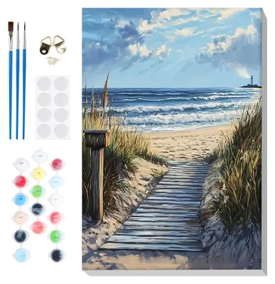Imagen del producto de Kit de pintura por números para adultos, con marco y pinturas incluidas