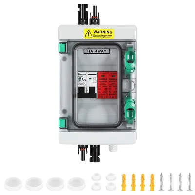 Produktbild von Solar Anschlusskasten 1-String DC 1000V 32A Überspannungsschutz PV T2 Photovoltaik IP65 Generatoranschlusskasten 4-Module mit Solarstecker PV-Anlage