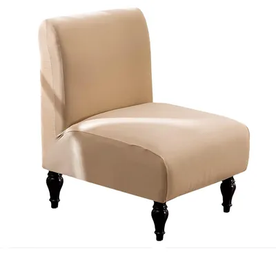 Stuhlhülle ohne Armlehnen, elastisch, Jacquard-Lycra, beige, waschbar