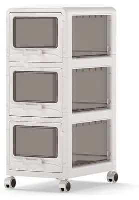 Produktbild von COSTWAY 3 Schubladen Nischenschrank mit Rollen, Nischenwagen mit Schubladen, 30cm Nischenregal, schmaler Aufbewahrungswagen, Badrollwagen, Weiß