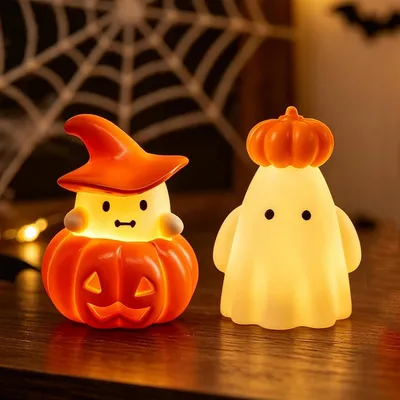 Produktbild von Halloween Deko Geisterlaterne, Kürbis Geister Nachtlicht
