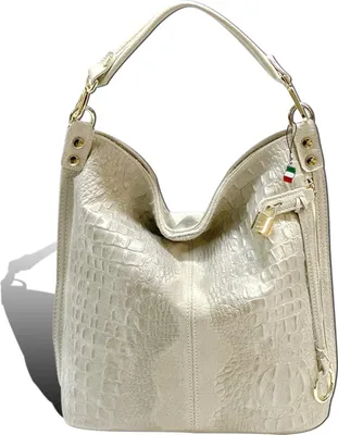 Produktbild von Florence Tasche Kroko-Prägung beige Leder Beuteltasche Shopper D2OTF162I