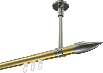 Produktbild von Interdeco Innenlaufstange / Gardinenstange mit Innenlauf Messing-Optik / Edelstahl-Opti, Typ Sonette Samanto (Rillenpatrone) Deckenmontage, 20 mm Ø 1-läufig, 160 cm