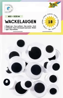 Produktbild von folia Wackelaugen-MIX Größe M selbstklebend 18 Stück