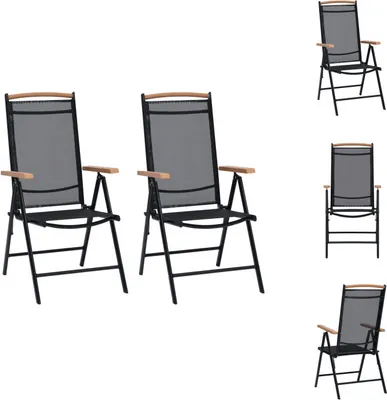 Image de vidaXL Chaises de jardin pliantes 2 pcs. Aluminium et Textilène Noir - Chaises de jardin