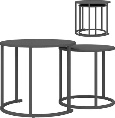 Produktbild von Beistelltische - Gartentisch - Balkontisch - Campingtisch - Couchtisch - Set aus 2 runden Tischen - Stahl
