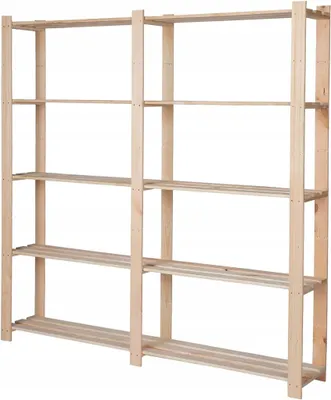 Obrázok produktu pre STOLMAK Drevený regál 170x170x28 cm, 5 políc, masívna borovica, prírodný, regál do garáže a pivnice