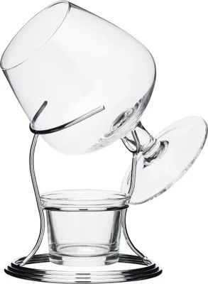 Immagine prodotto di Set scalda brandy e cognac, 0,35 litri, vetro, cromo, argento - BarCraft