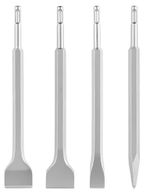 Produktbild von SucceBuy SDS Plus Meißel Set, 4-teiliges Bohrhammer-Zubehör, inklusive Spitz-, Flach- und Spatenmeißel, aus wärmebehandeltem 40Cr-Legierungsstahl, ideal für Abbruch-, Beton- und Ziegelarbeiten