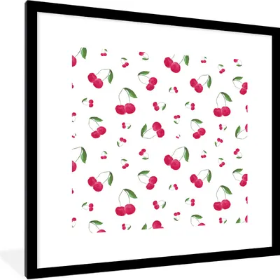 Produktbild von MuchoWow® Gerahmtes Poster Kirsche - Aquarellfarbe - Obst 40x40 cm - Poster mit Schwarzem Bilderrahmen Wandposter Rahmen Foto Bilder - Poster - Plakat im Rahmen