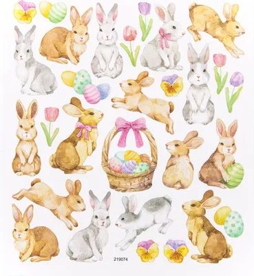 Immagine prodotto di Adesivi glitterati - DPCraft - Coniglietti di Pasqua 29 pezzi