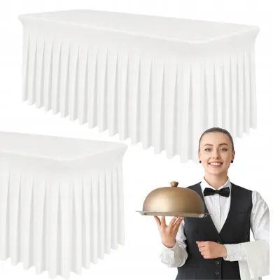 Produktbild von Stretch Tischhusse 185x78 cm - Weiß - Elastische Biertischhusse Catering - Universell