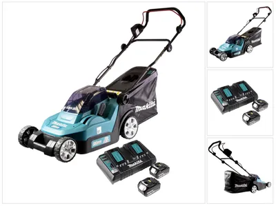 Obrázek produktu pro Makita DLM432PT2, Ruční sekačka, 575 m², 43 cm, 2 cm, 7,5 cm, Rotační čepele