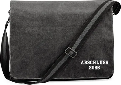Produktbild von Huuraa Umhängetasche Abschluss 2026 Schulabschluss 14 Liter Black Canvas Laptoptasche Geschenkidee