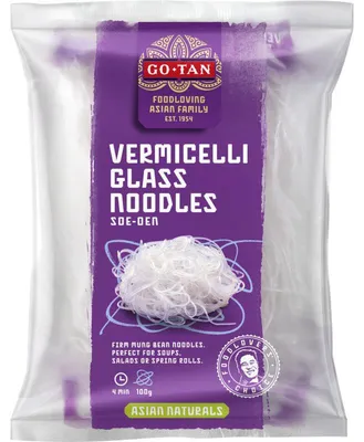 Zdjęcie produktu dla Go-Tan Mungo Vermicelli Soe-Oen 100g – Drobny bezglutenowy makaron z fasoli mung