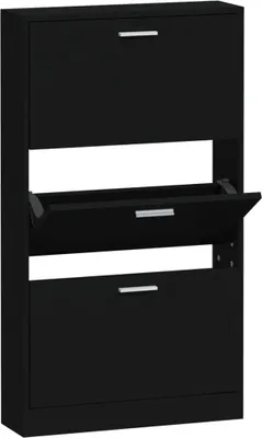 Produktbild von vidaXL Schuhschrank Schwarz 59x17x108 cm Holzwerkstoff
