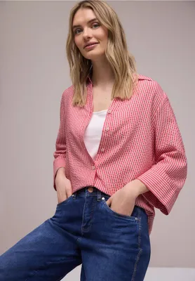 Produktbild von Street One Hemdbluse '3/4-Arm Bluse in Seersuckerqualität', A346437, salsa red, Gr. 40