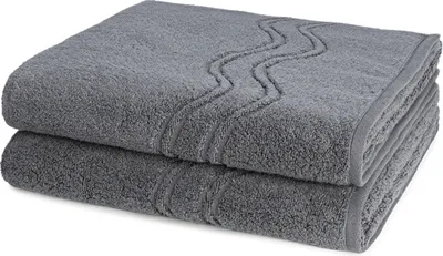 Produktbild von Ross Cashmere feeling 2 X Duschtuch im Set Walkfrottee aus Baumwolle 520 g/m², Weich saugstark mit Aufhänger Kordel, Wellenmuster und gewebte Bordüre elegant