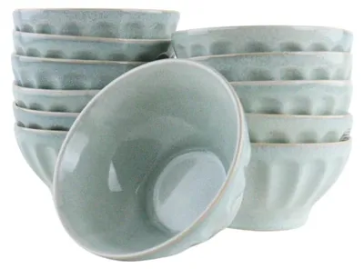 Image de Lot de 12 bols à soupe de 560 ml, couleur bleu clair, en céramique
