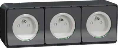 Zdjęcie produktu dla Gniazdo natynkowe 2P+PE 3-stykowe 2-biegunowe z uziemieniem antracyt Mureva Styl Schneider Electric MUR36037