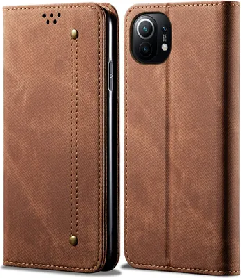 Obrázek produktu pro Xiaomi Mi 11 Pouzdro, Kožené Peněženkové Pouzdro s Magnetickým Uzavíráním a Stojánkem pro Xiaomi Mi 11 Hnědý