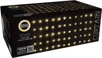 Obrázek produktu pro Vánoční strom osvětlení venkovní / vnitřní světelný závěs 120 vedl 300x60cm s dálkovým ovládáním teplá bílá
