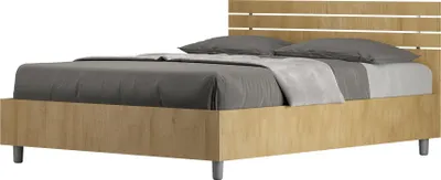 Produktbild von ITYHOME - Bett mit Bettkasten 140x190 gerades Kopfteil mit Holzlatten Eiche Natur Ankel
