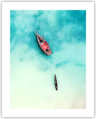 Produktbild von Poster - Poster ohne Rahmen - Insel Boot Schiff Ozean - 40x50 cm - Wand Bild - Wanddeko - Wandbilder - Kunstposter - Wandposter - Bilder - Kunstdruck - Wanddekoration - Wandbild - P2XPA40x50-2923