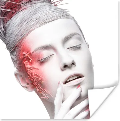 Produktbild von MuchoWow® Poster Frau - Weiß - Rot 75x75 cm - Wand Dekoration