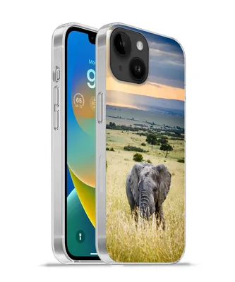 Produktbild von MuchoWow® Handyhülle Schutzhülle Hülle für Apple iPhone 14 - Softcase Elefant - Tiere - Landschaft - Sonne - Natur Silikon Softcase Handy Hülle - Mobiltelefonhülle