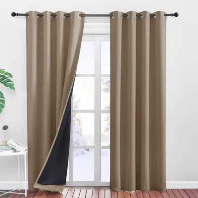 Produktbild von Famanu Verdunkelungsgardinen 100% lichtundurchlässig - 140x240 cm - cappuccino