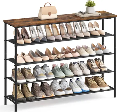 Produktbild von VASAGLE Schuhregal mit 5 Ebenen große Oberfläche für Taschen Schuhablage vintage