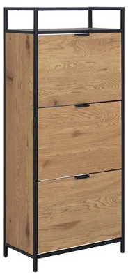 Imagen del producto de Elegante zapatera con 3 compartimentos y estantes