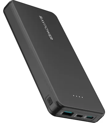 Image de Batterie externe, RavPower, 10 000 mAh, 15 W, USB-C, USB-A, microUSB, Noir