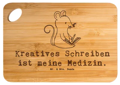 Produktbild von Mr. & Mrs. Panda Frühstücksbrettchen Maus Kreatives Schreiben - Transparent - Geschenk, Creative Writing, Brett, schneidbrett, Küchenbrett, holzschneidebrett, Literatur