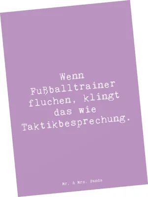 Produktbild von Mr. & Mrs. Panda Postkarte Spruch Fußballtrainer Taktik - Lavendeltraum - Geschenk, Berufsgestaltung, Motivation, Fotokarte, Spielerentwicklung, Ansichtskarte, Fußball