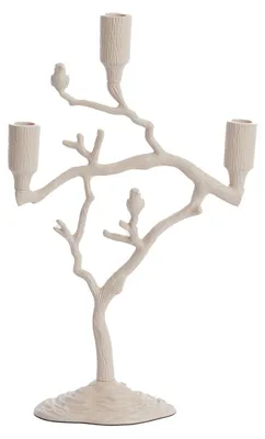 Image de Bougeoir 3 lumières JARDIA crème – 26x11x42 cm