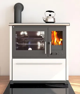 Produktbild von PLAMEN Festbrennstoffofen 850 GLAS links - weiß