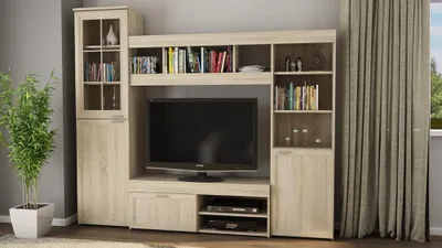 Produktbild von Meblast | Angelo Wohnwand; Helles Sonoma - Premium Beschläge | Möbel, Zeitlos, Premium TV-Möbel, Große Anbauwand, Schrankwand, Wohnzimmer-Set, Sonoma Eiche