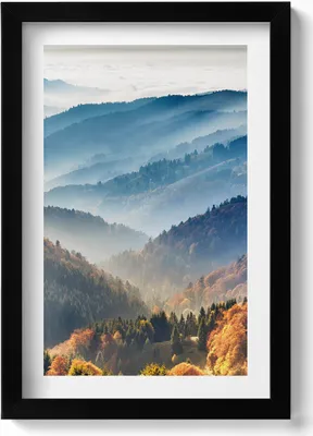 Produktbild von Berglandschaft– Wandbild mit Rahmen – Gerahmtes Bild  – Wanddekoration – 20x30 cm – Schwarz