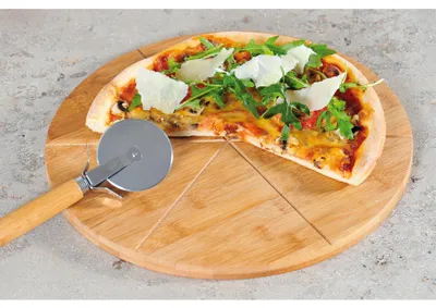 Produktbild von Kesper Pizza-Teller inkl. Pizza-Schneider ø 32 cm / Stärke: 1,5 cm Bambus 58462