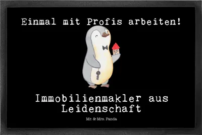 Produktbild von Mr. & Mrs. Panda Gummimatte Immobilienmakler Leidenschaft 40 x 60 cm - Schwarz - Geschenk, Schmutzmatte, Spruch, Schmutzfangteppich, Ausbildung, Immobilienkaufmann
