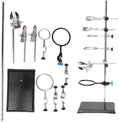 Obrázek produktu pro Držák laboratorního stojanu Lab Tripod Plate Rod Clamp Metal Iron Lab Tripod Set Cooler Holder With 9 Lab Clips for Chemistry Physical Experiment 60cm