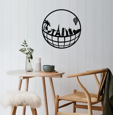 Produktbild von Wallity, World- TNL1373, Schwarz, Sonstige Wohndekorationen, 48 x 48 cm, 100% Metall (Dicke: 1