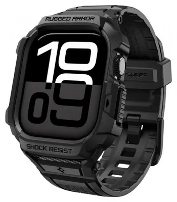 Zdjęcie produktu dla Spigen Rugged Armor Pro 2, Etui + opaska, Smartwatch, Czarny, Apple, Apple Watch 10/11 (42mm), Termoplastyczne elastomery poliuretanowe (TPU)