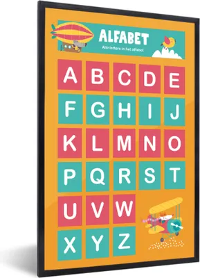 Produktbild von MuchoWow® MuchoWow® Gerahmtes Poster Kinderzimmer - Alphabet - Buchstaben - Mädchen - Jungen - Kinder 20x30 cm - Poster mit zchwarzem Bilderrahmen - Drucken - Bilder Poster im Rahmen
