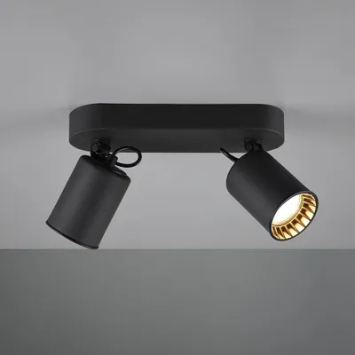 Image de HOFTRONIC - Plafonnier LED 2 spots inclinable GU10 Noir IP20
