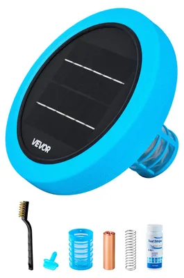 Obrázok produktu pre Solárny ionizátor do bazénov VEVOR do 132 489 l, plávajúci automatický čistič a filter vody, voda bez chlóru, okrúhly medený ionizátor do bazénov s medenou anódou, pružinou, kefou a filtrom pre vírivky