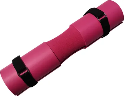 Zdjęcie produktu dla Podkładka pod hantle w kolorze różowym | Sprężona gumowa pianka z paskami | Podkładka pod sztangę fitness do przysiadów, wykroków i ćwiczeń bioder